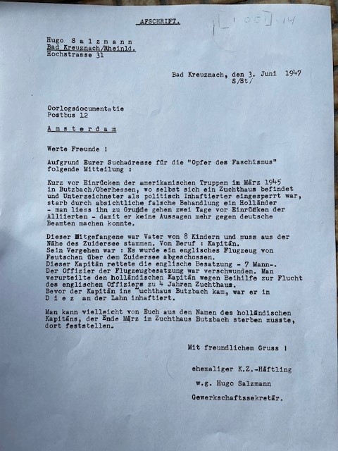 Brief van Hugo Salzmann