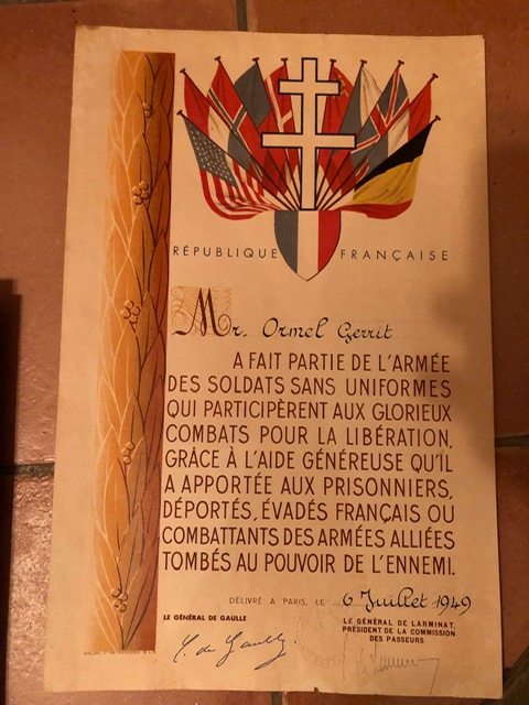 Croix de Guerre avec palme Gerrit Jan Ormel