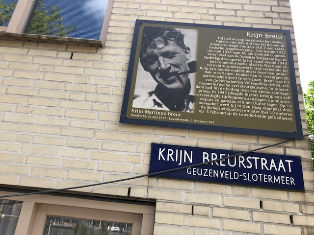 Plaquette Krijn Breurstraat Amsterdam