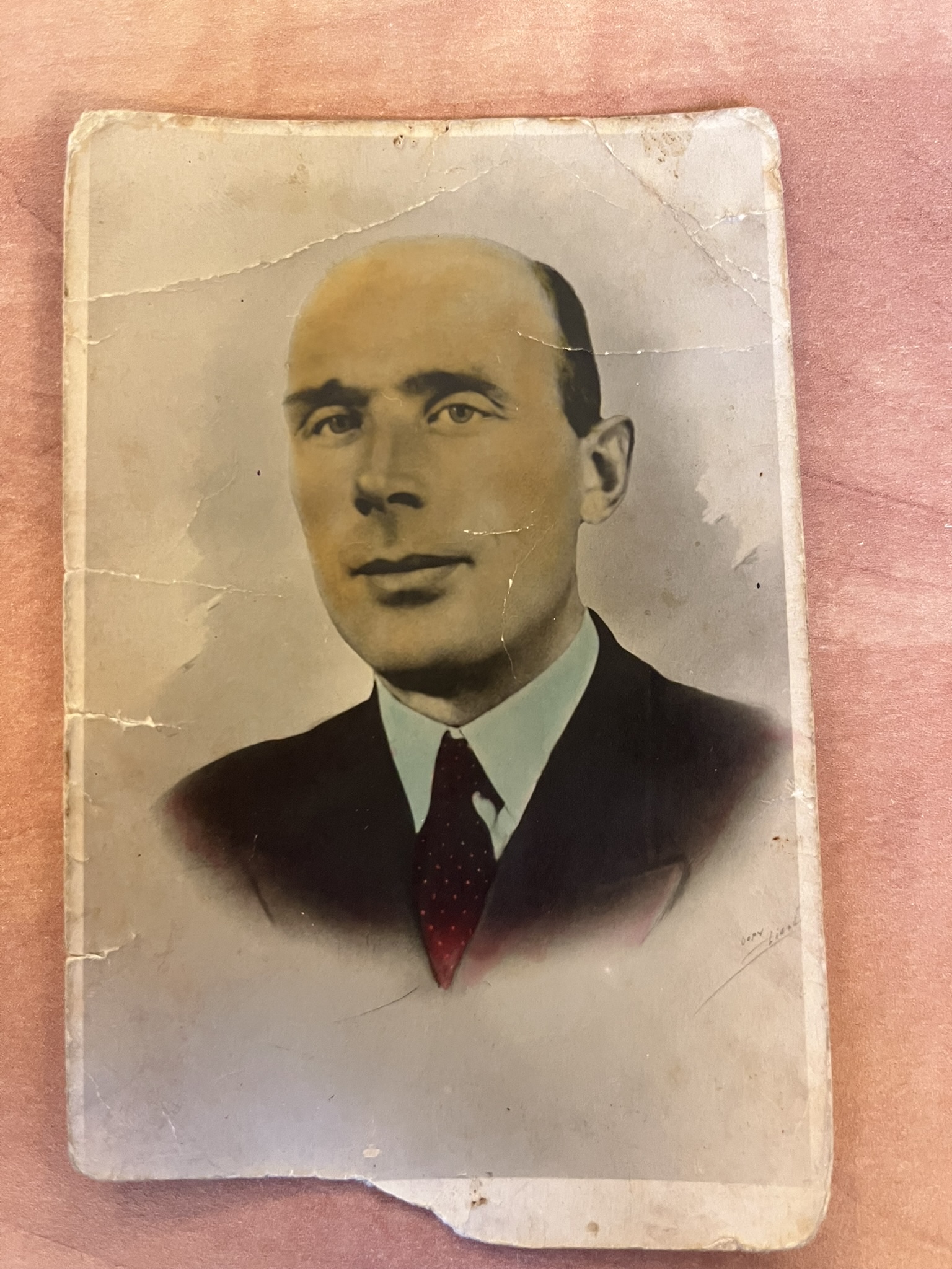 Ingekleurd portret Jan Jongebreur omstreeks 1945.