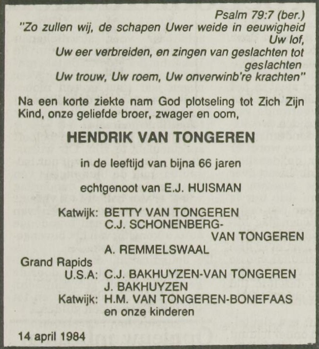 Overlijdensannonce HvT