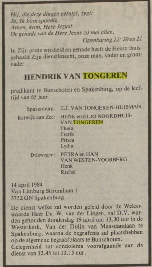 Andere Overlijdensannonce HvT